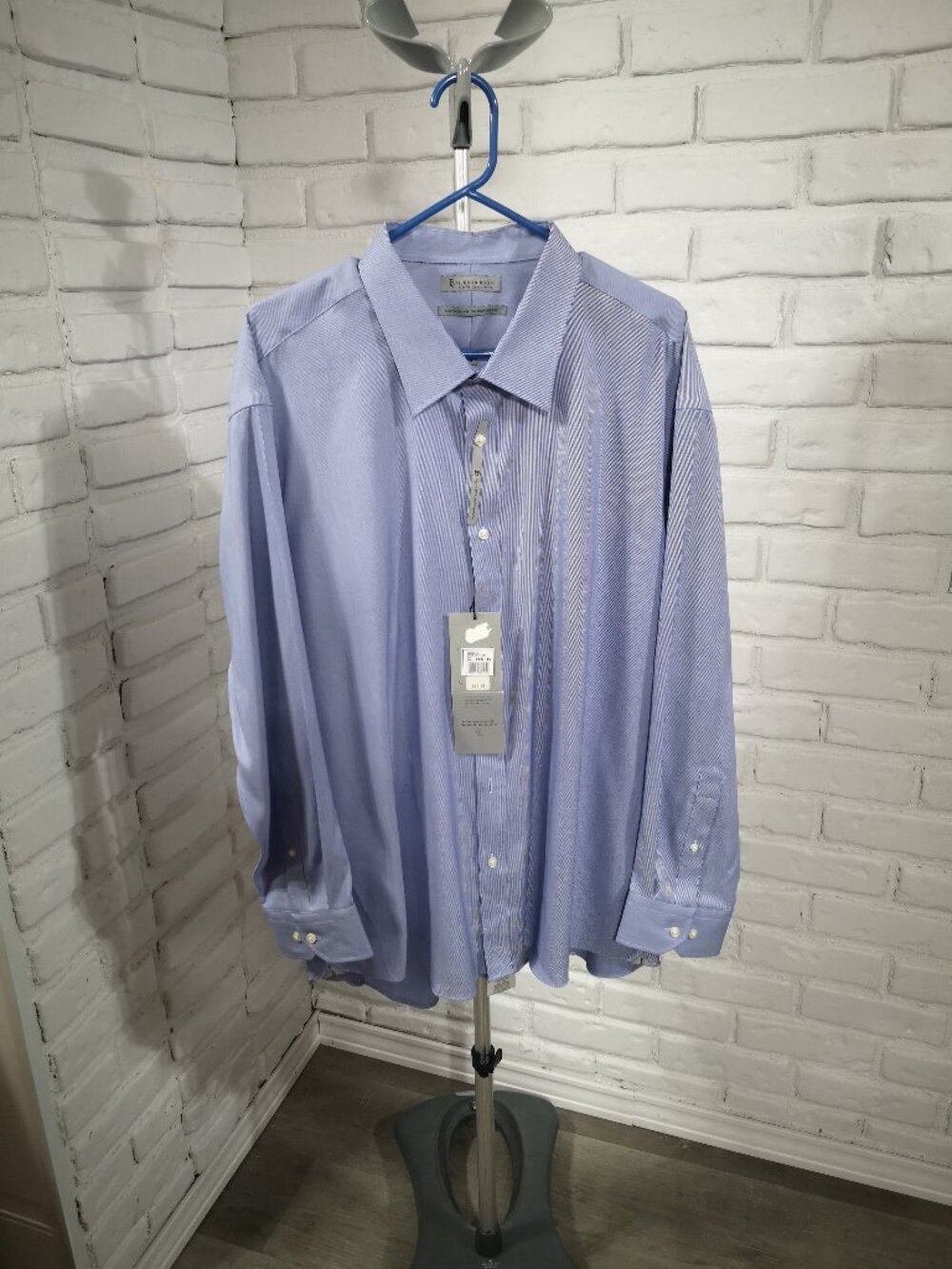 NWT Hudson Room Men's Size 18.5 Blue Egyptian Cotton Slim Fit 80's 2Ply Shirt